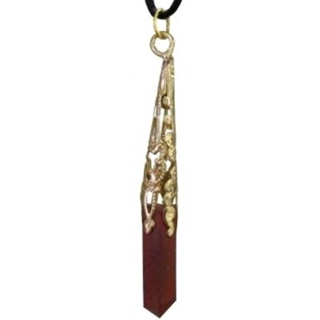 Pendentif bijou pierre jaspe rouge